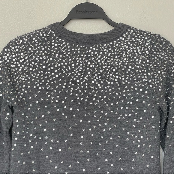Kate Spade Midnight Gray Sparkle Embellished Cropped Cardigan Sweater Size XS - Picture 7 of 9